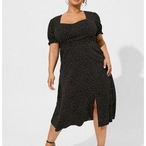 “Torrid” Tea length stretch challis sweetheart A-Line dress